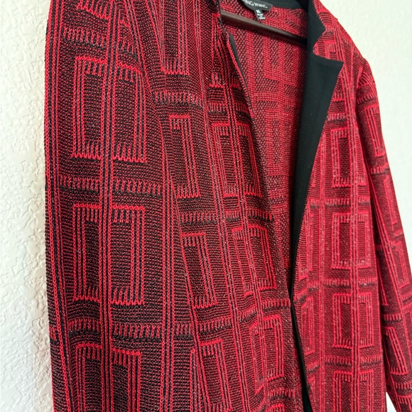 Ming Wang Red and Black Patterned Blazer - Picture 9 of 15